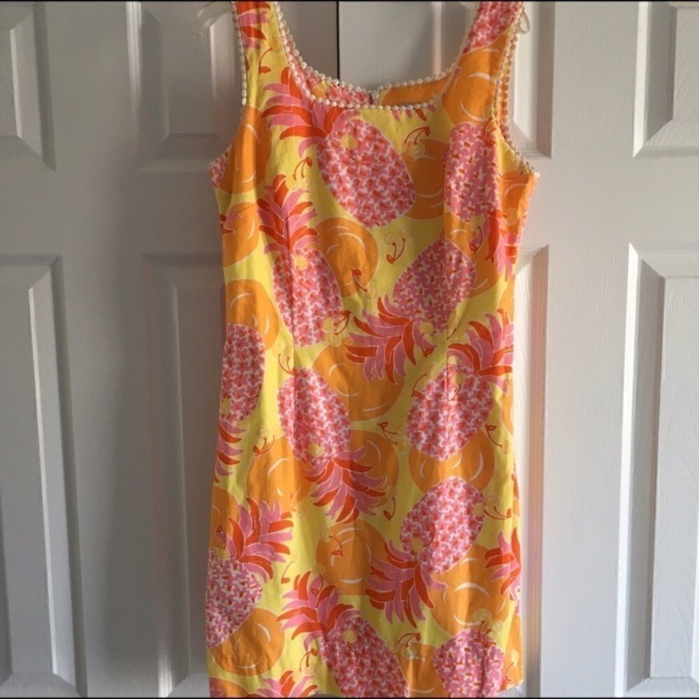 Vintage Lilly Pulitzer Sunrise Pina Colada Shift Dress Pineapple Print Size 2